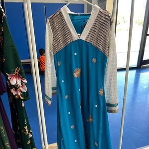 White and Blue Indian Dress